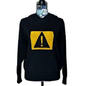 ICICLE Wool Sweater Hoodie Silk Warning Danger Sign Exclamation‎ Point Luxury 4